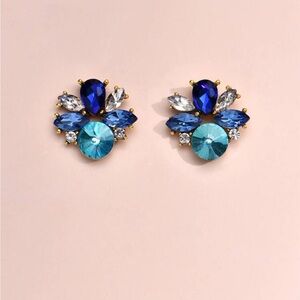 SHEIN Blue and Gold Gemstone Earrings